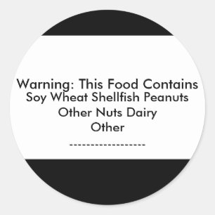 Warnaufkleber für Lebensmittelallergien Runder Aufkleber