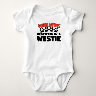 Warnen geschützt durch ein Westie Baby Strampler