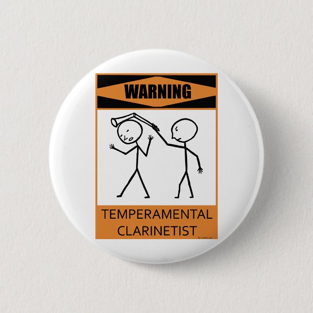 Warnender Temperamental Clarinetist Button (Vorderseite)
