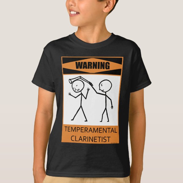 Warnender Temperamental Clarinetist T-Shirt (Vorderseite)