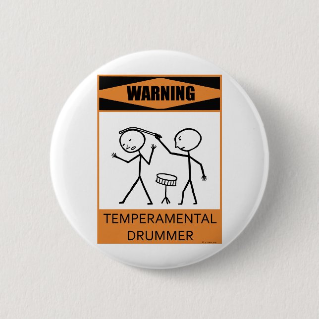 Warnender Temperamental Schlagzeuger Button (Vorderseite)