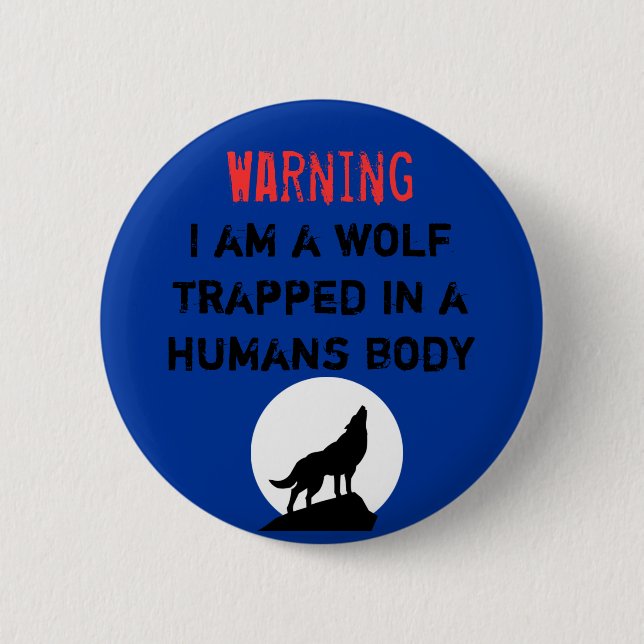 Warnender Wolf Button (Vorderseite)