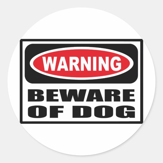 Warnhinweis für den Hund Runder Aufkleber (Vorderseite)