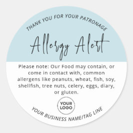 Warnhinweis für hellblaue Allergie Runder Aufkleber