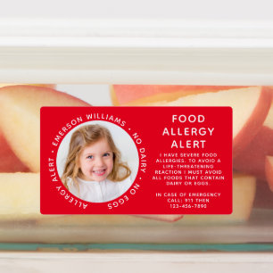 Warnhinweis für Red Food Allergy Foto Etiketten