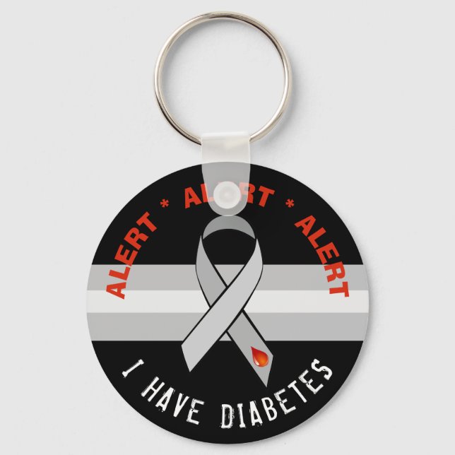 Warnhinweis für schwarze Diabetes Schlüsselkette S Schlüsselanhänger (Vorderseite)