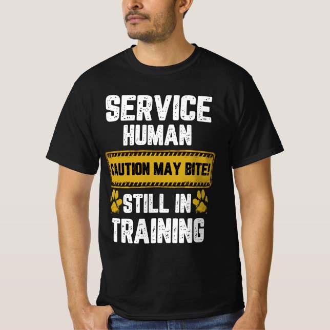 Warnhinweis Menschliche Vorsicht kann Hunde biswei T-Shirt (Vorderseite)