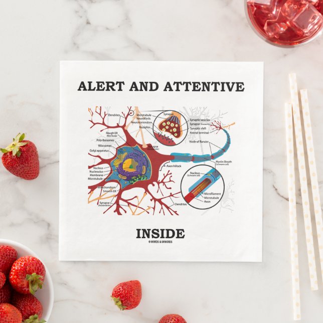 Warnhinweis und aufmerksamer innerer Neuron-Synaps Serviette (Beispiel)