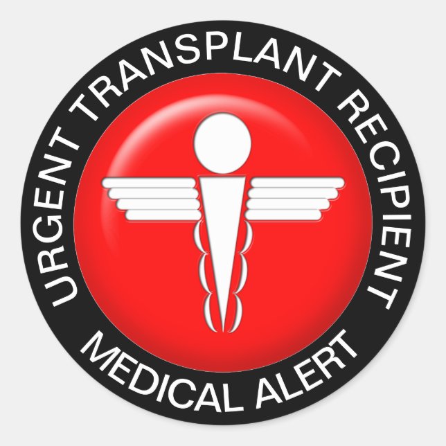 Warnhinweise - Transplantatempfänger Runder Aufkleber (Vorderseite)