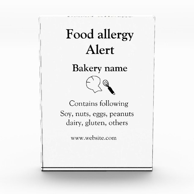 Warnhinweise zur Lebensmittelallergie fügen Sie de Fotoblock (Vorderseite)