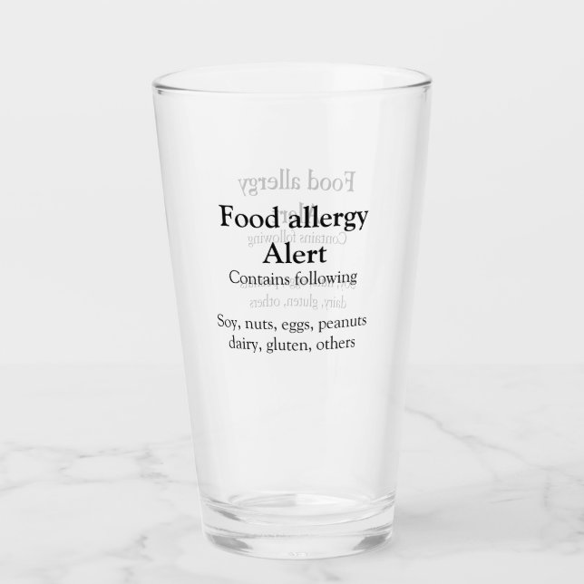 Warnhinweise zur Lebensmittelallergie fügen Sie de Glas (Vorderseite)