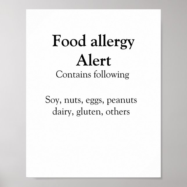 Warnhinweise zur Lebensmittelallergie fügen Sie de Poster (Vorne)