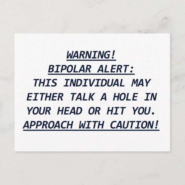 WARNING-BIPOLAR ALERT4 POSTKARTE (Vorderseite)
