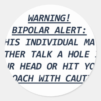 WARNING-BIPOLAR ALERT4 RUNDER AUFKLEBER
