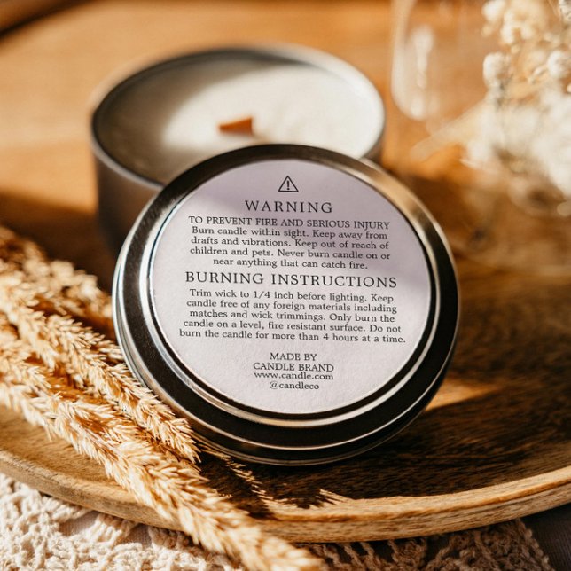 Warning Burning Instructions Candle Label Runder Aufkleber (Von Creator hochgeladen)