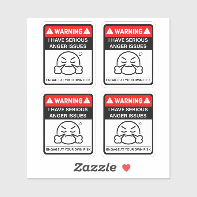 Warning I Have Serious Anger Issues Vinyl Stickers (Feuille)