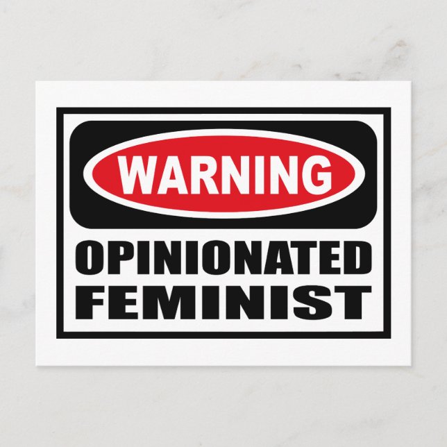 Warning OPINIONATED FEMINIST Postkarte (Vorderseite)