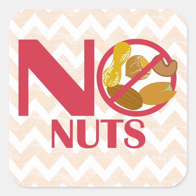Warnkleber für keine Nuts-Lebensmittelallergien Quadratischer Aufkleber (Vorderseite)
