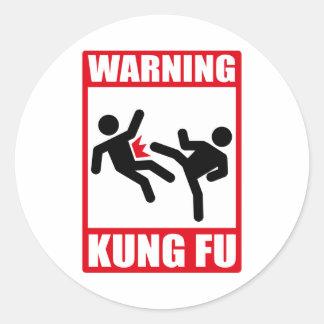 Warnkung fu runder aufkleber