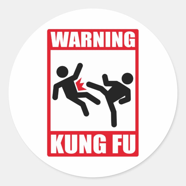Warnkung fu runder aufkleber (Vorderseite)