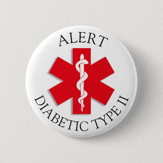 Warnschaltfläche für Diabetiker Typ 2 Button (Vorderseite)
