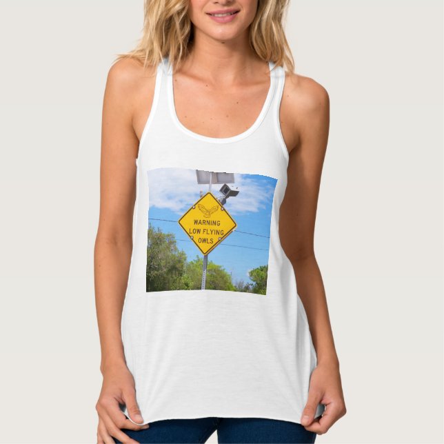 Warnscheine (Low Flying Owls) Schild auf Tankdecke Tank Top (Vorderseite)