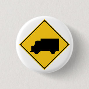 Warnschild für den Straßenverkehr Button