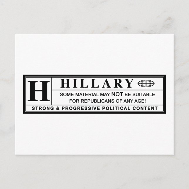 Warnschild Hillary Clinton Postkarte (Vorderseite)