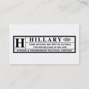 Warnschild Hillary Clinton Visitenkarte