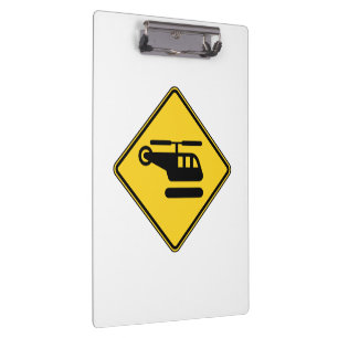 Warnschild Hubschrauber Klemmbrett