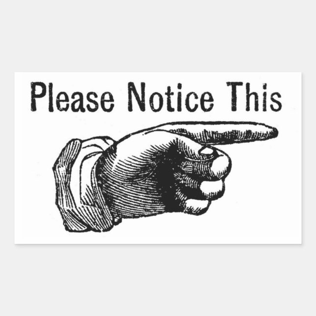 Warnschild nach hinten: Zeigefinger Rechteckiger Aufkleber (Vorderseite)