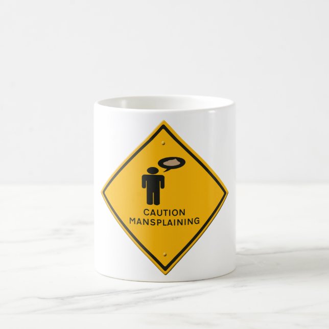 Warnschild - Vorsicht Mansplaining.  Kaffeetasse (Mittel)