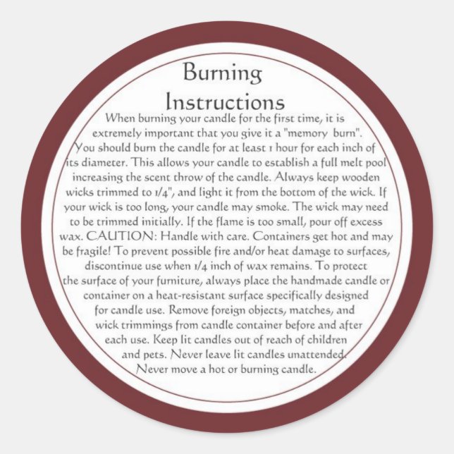 Warnschilder für Kerzen Runder Aufkleber (Vorderseite)