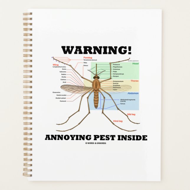 Warnung! Annoy Pest Inside Moskito Anatomie Planer (Vorderseite)