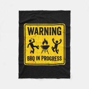 Warnung BBQ im Gange lustig Grillen Barbecue Fleecedecke