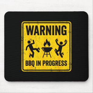 Warnung BBQ im Gange lustig Grillen Barbecue Mousepad