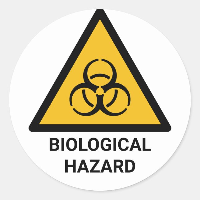 Warnung bei biologischer Gefährdung, Symbol für Bi Runder Aufkleber (Vorderseite)