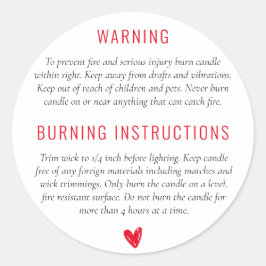 Warnung beim Brennen - Anleitung zum Kerzen - Etik Runder Aufkleber