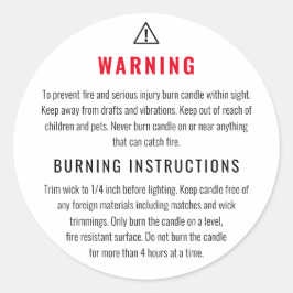 Warnung beim Brennen - Anleitung zum Kerzen - Etik Runder Aufkleber