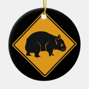 Warnung beim Überqueren von Wombat Keramik Ornament