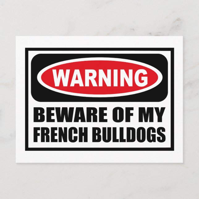Warnung BEWERTUNG MEINER FRANZÖSISCHEN BULLDOGS Po Postkarte (Vorderseite)