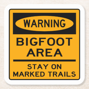 Warnung, Bigfoot Area, Bleibe auf markierten Wegen Rechteckiger Pappuntersetzer