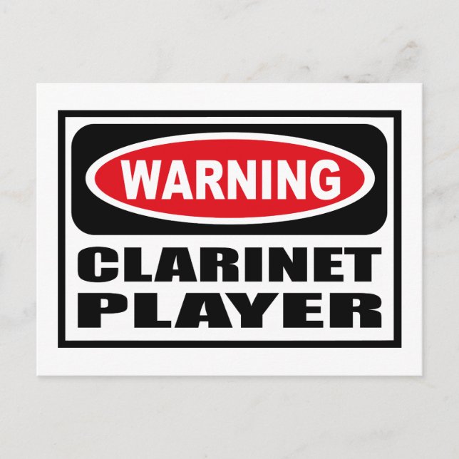Warnung CLARINET PLAYER Postcard Postkarte (Vorderseite)