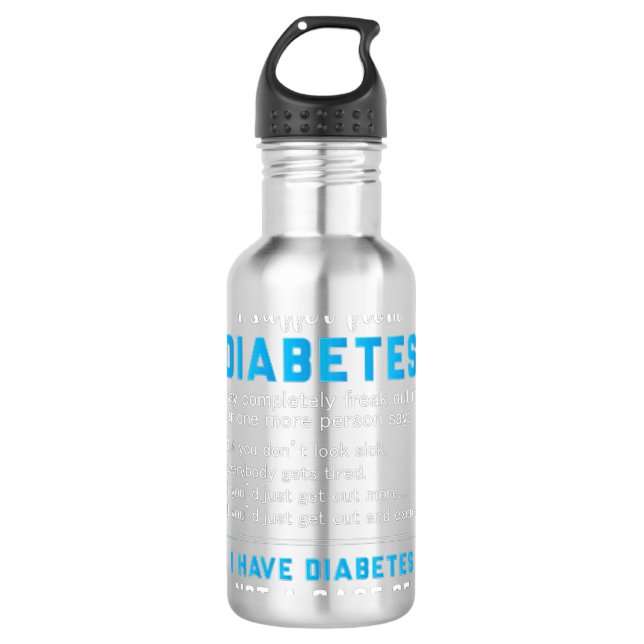 Warnung, dass ich an Diabetes leide Edelstahlflasche (Vorderseite)