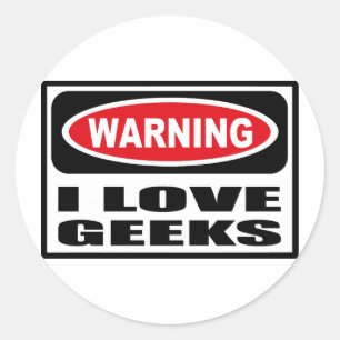 Warnung, dass LIEBE GEEKS-Aufkleber Runder Aufkleber