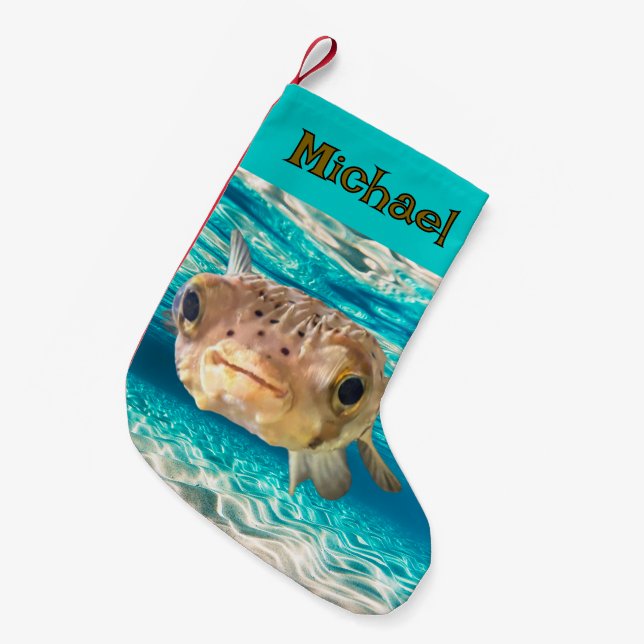 Warnung der Fische: Funny Puffer Fish: Kann unter  Kleiner Weihnachtsstrumpf (Vorderansicht (hängend))