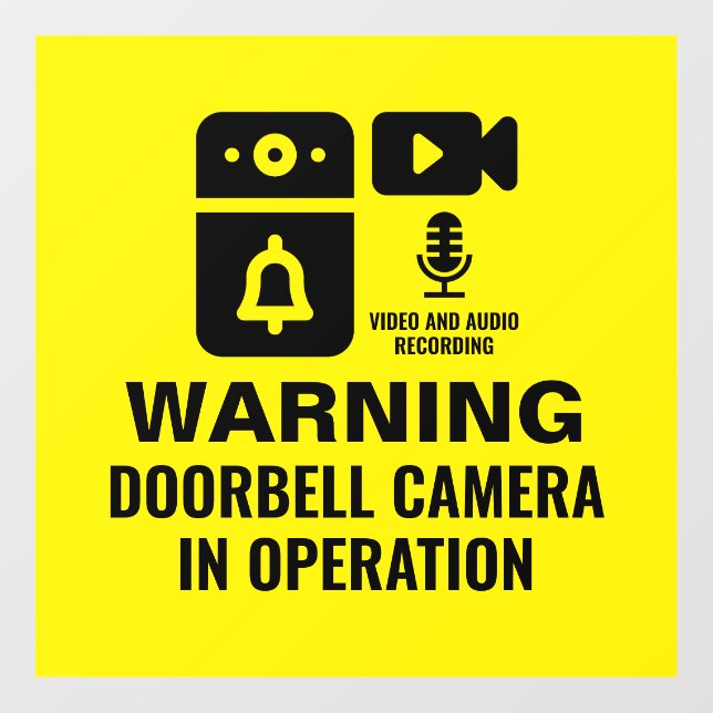 Warnung der Türklinke in Betrieb Video-Audio Fensteraufkleber (Blatt)