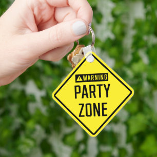 Warnung des Party Zone Metal Square Schlüsselanhän Schlüsselanhänger