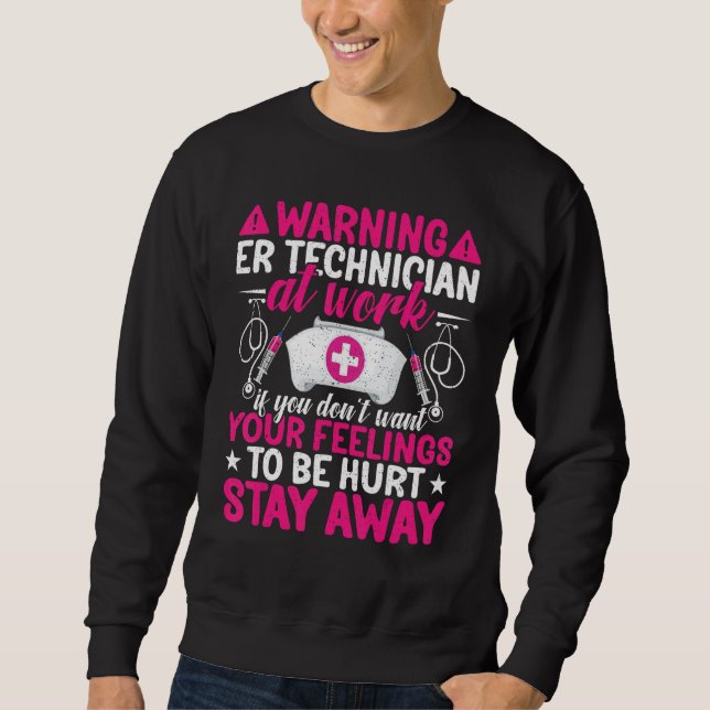 Warnung des Technikers bei der Arbeit Sweatshirt (Vorderseite)