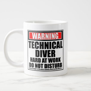 Warnung des technischen Tauchers bei der Arbeit Jumbo-Tasse
